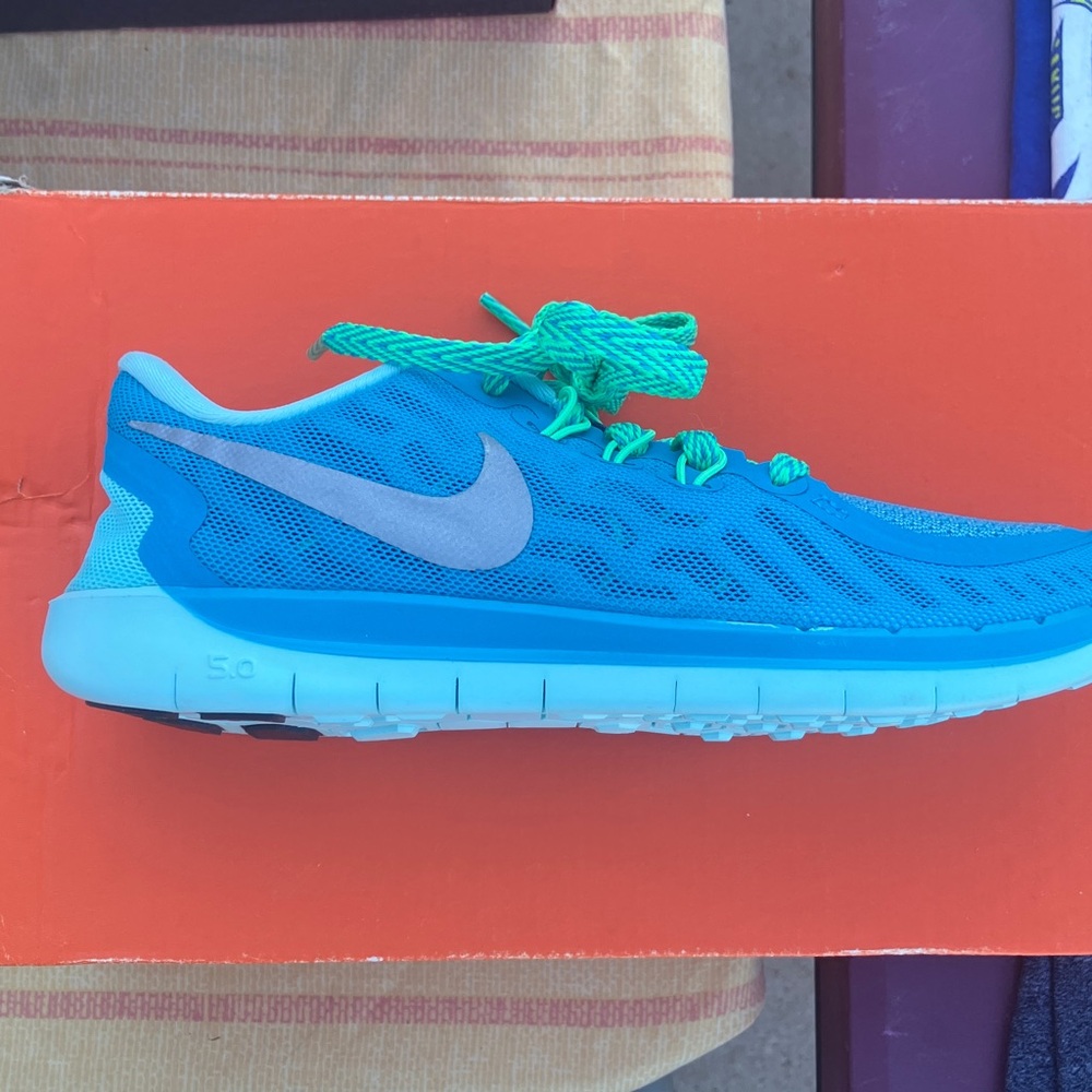 Nike Turquoise and Lime Running Shoes